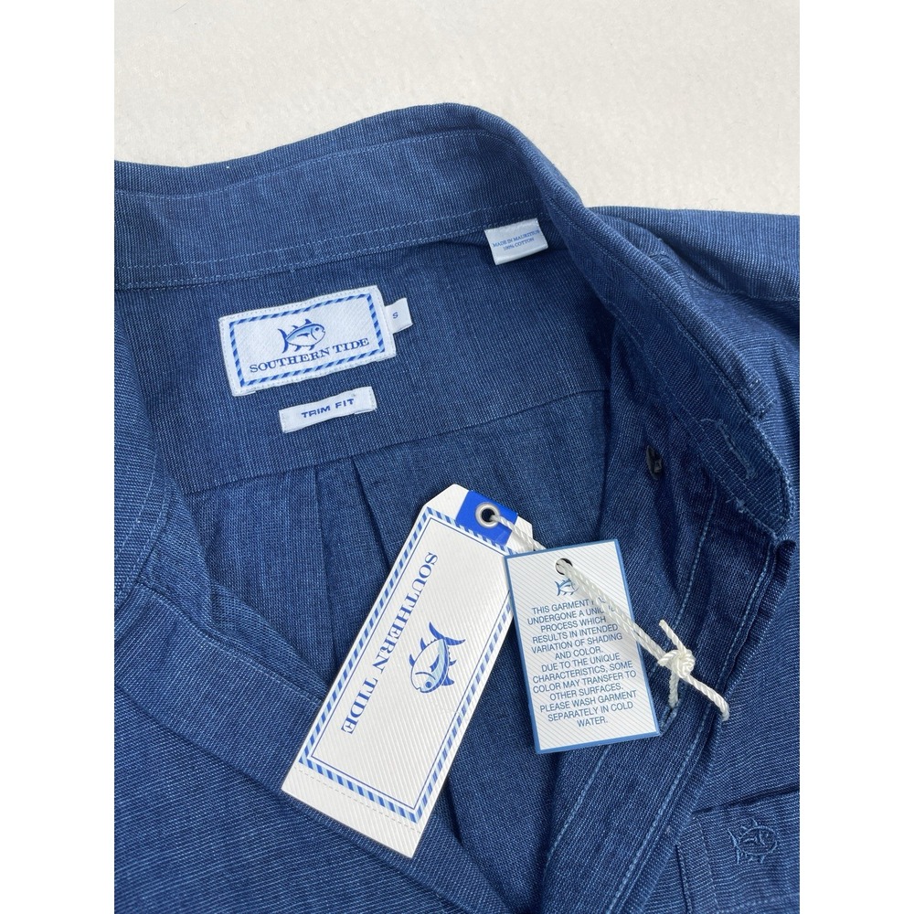 Southern Tide Shirt Men Small Blue Trim Fit Long Sleeve Button Down Cotton NWT - Picture 2 of 8